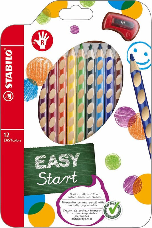 STABILO EASYcolors - Ergonomisch Kleurpotlood - Rechtshandig - Extra dikke 4.2 mm Kern - Set Met 12 Kleuren