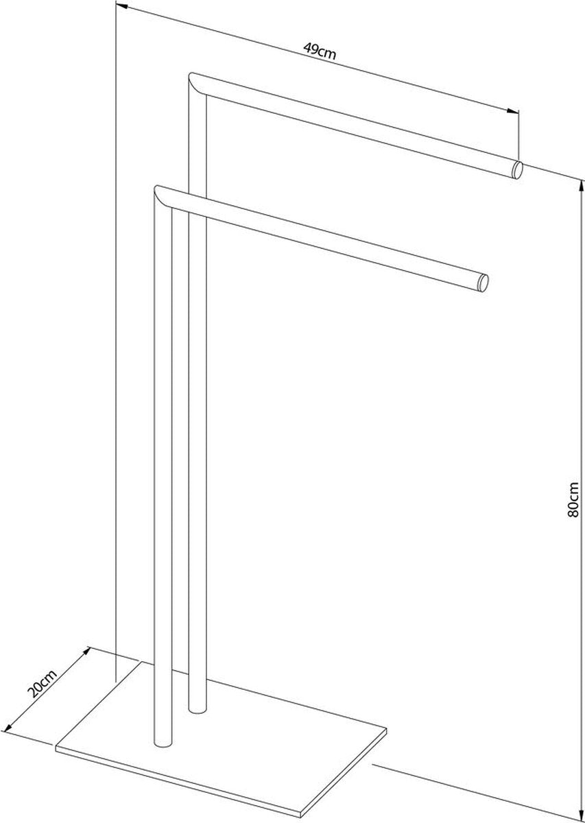 Sealskin Tube - Handdoekrek 2-armig vrijstaand - Geschikt voor 2 handdoeken - Zwart