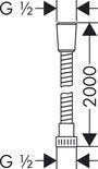 hansgrohe Metaflex doucheslang 200 cm chroom
