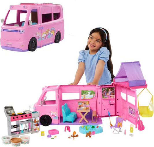 Barbie Droomcamper - Speelset met daktent, barbecue en meer dan 60 accessoire