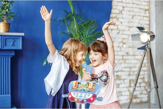 Bluey Verstelbare Standaard met 2 Microfoons met Stemeffecten, Verlichting, Luidspreker, Bluetooth
