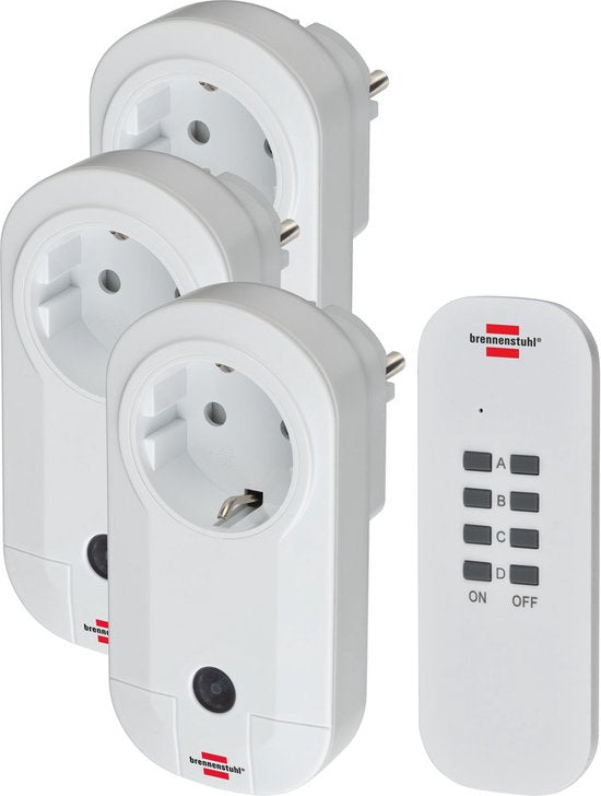 Brennenstuhl RC CE1 3001, set van 3 draadloze stopcontacten (met handzender en verhoogde aanraakbescherming) wi