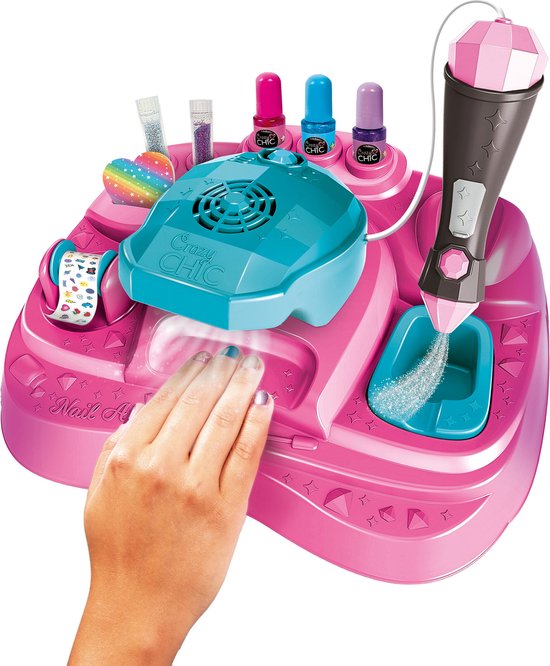 Clementoni Crazy Chic - Nagelstudio voor Kinderen - Kinder Nagellak met Stickers, Glitters en Nageldroger - Vanaf 6 jaar