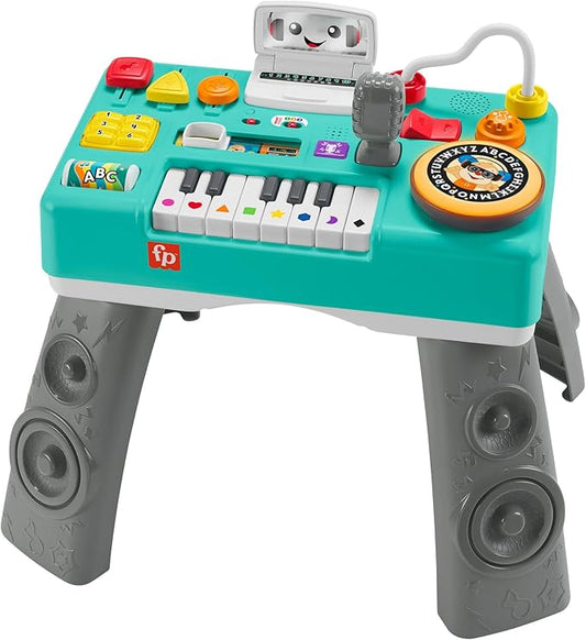Fisher-Price Leerplezier, speelgoed voor baby en peuter, Mixen en Leren DJ-tafel met educatieve, meegroeiende content en activiteiten, vanaf 6 maanden, meertalige versie HRB67