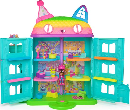 Gabby's Poppenhuis - Feest Poppenhuis - +60cm hoog - vanaf 3 jaar - met speelfiguren poppenhuismeubels en 6 geluidseffecten