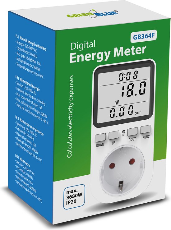 GreenBlue - Energiemeter – Verbruiksmeter - wattmeter - Elektriciteitsmeter