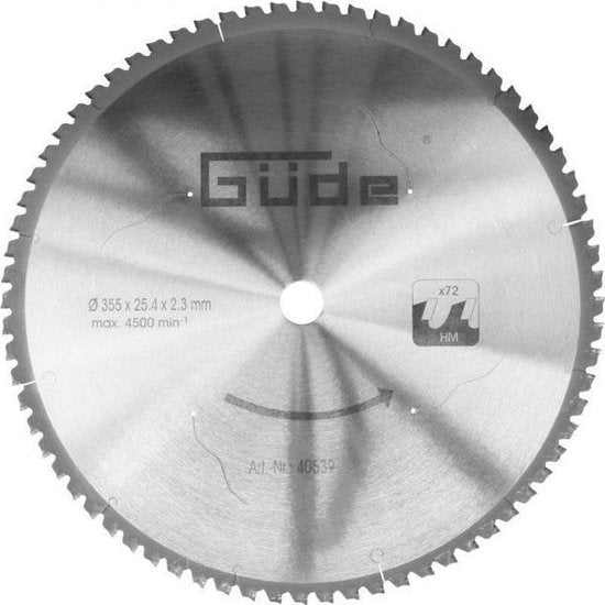 Güde 355 x 25.4 MM | 72 TANDEN voor staal
