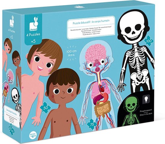 Janod - Educatieve puzzel - Het menselijk lichaam - 4-in-1 Puzzel