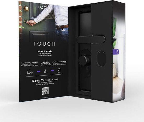 LOQED Touch Smart Lock - Slim Deurslot - Met Smart Home Integratie - Bridge, Cilinder & Codetoegang - Zwart