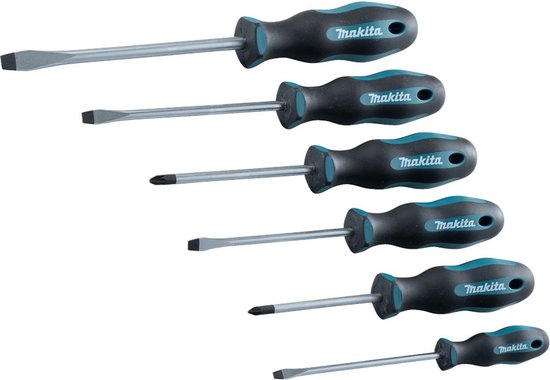 Makita E-10512 Schroevendraaierset 6-delig SL4 / SL5,5 / SL6,5 / SL8 / PZ1 / PZ2