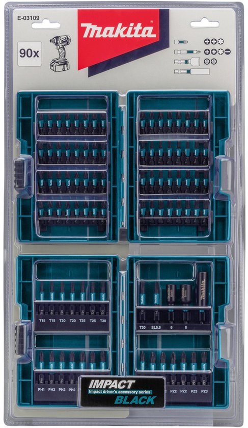 Makita E-03109 Impact Black Slagschroefbitset 90-delig