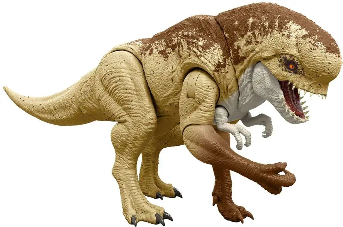 Mattel Jurassic World Rebirth Distortus Rex actiefiguur, 56 cm Rumble N Rampage dinosaurus speelgoed, 2 aanvallen JGB58