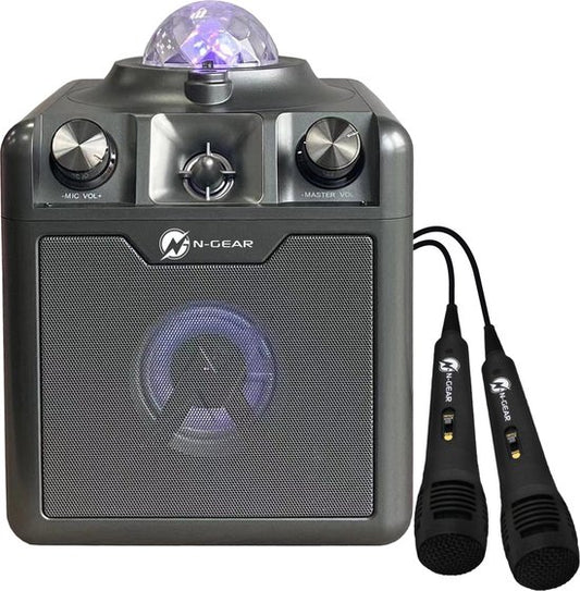 N-GEAR Disco Star 710 Zwart - Bluetooth Speaker - Karaoke Set - Party Box met Sterrenprojector & 2 Microfoons