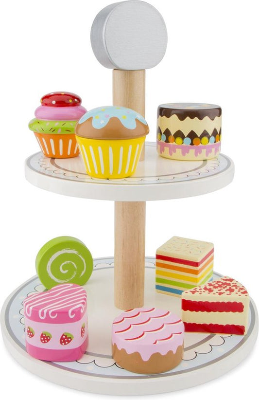 New Classic Toys® Houten Etagère met Cakejes - Speelgoed Gebakjes - Speelgoedeetset