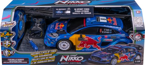 Nikko RC Auto Rally - Puma#8 - Tanak - M-Sport - 28 cm - Blauw/Paars 1:16