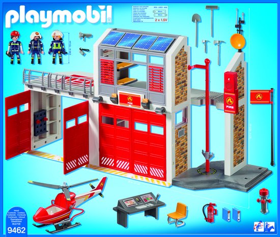 PLAYMOBIL City Action Grote brandweerkazerne met helicopter - 9462