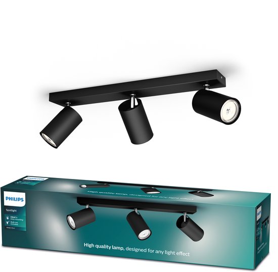 Philips Kosipo opbouwspot - 3-lichts - zwart