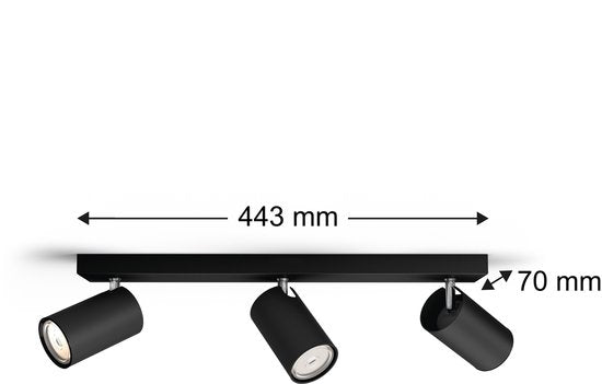 Philips Kosipo opbouwspot - 3-lichts - zwart