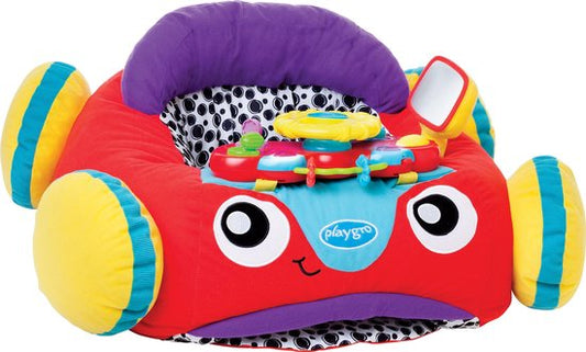 Playgro Comfy Car - Pluchen zitkussen Baby - Speelkussen Baby - Activiteitenkussen - Babyspeelgoed - Interactief Baby speelgoed - Babygym - Speelkleed Baby - Pluchen auto baby - Playgro Auto - Kraamcadeau - met licht en geluid