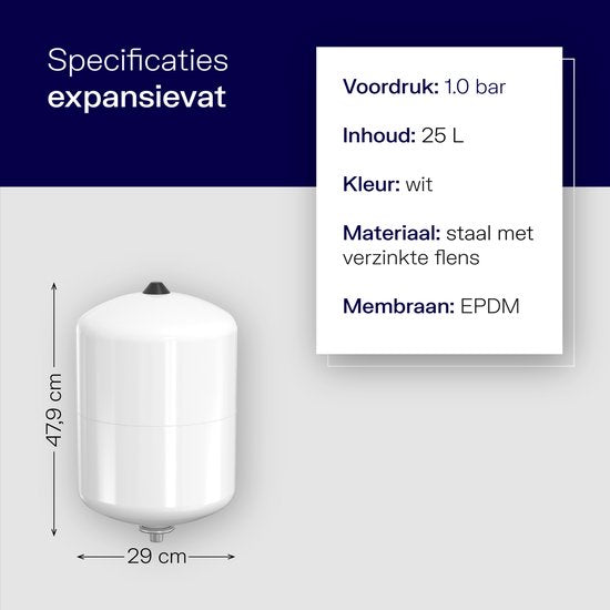 Plieger Expansievat 25 liter - Drukvat - 1.0 bar voordruk - Wit