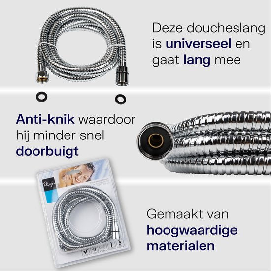Plieger Napoli Doucheslang - Universeel - Metaal - Chroom - Anti-knik - Anti-twist - 200 cm