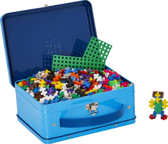 Plus-Plus Basic Reiskoffer 600 delige bouwset blauw - 7002 - Bouwspeelgoed - Constructiespeelgoed - Set met bouwstenen - Vanaf 5 jaar