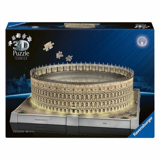 Ravensburger - Iconics: Colosseum Rome met licht - 3D Puzzel - 216 Stukjes