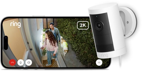 Ring Outdoor Camera Plus - plug-in - wit- buitencamera - 2k