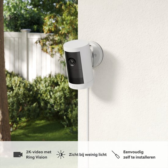 Ring Outdoor Camera Plus - plug-in - wit- buitencamera - 2k