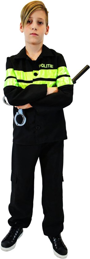 Rubie's Verkleedkostuum Politie Jongens Zwart/neongroen Mt 104