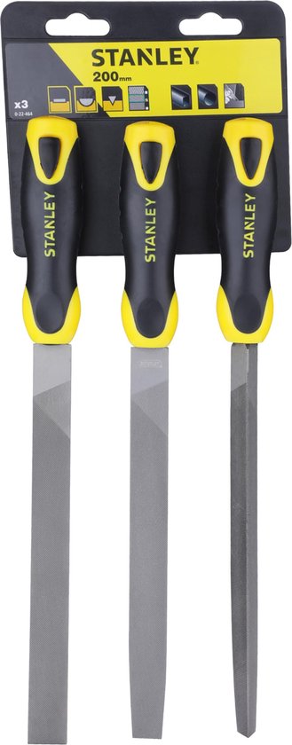STANLEY 3delige Set Vijlen Halfzoet 200mm - 0-22-464