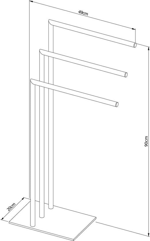 Sealskin Tube - Handdoekrek 3-armig vrijstaand - Geschikt voor 3 handdoeken - Chroom