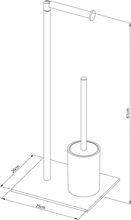 Sealskin Tube - Toiletbutler - Siliconen toiletborstel met houder - Reserverolhouder - vrijstaand - Zwart