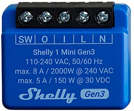 Shelly Shelly 1 Mini Gen3 Schakelactor WiFi, Bluetooth