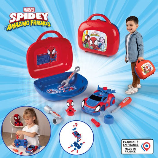 Smoby - Spidey Gereedschapskoffer - Spiderman - auto - doe het zelf rollenspeelgoed
