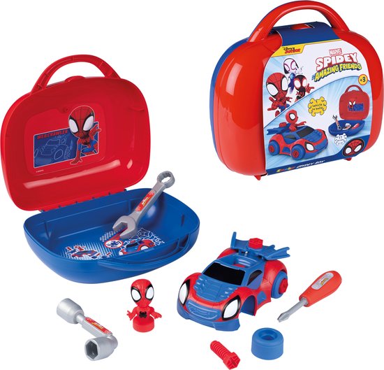 Smoby - Spidey Gereedschapskoffer - Spiderman - auto - doe het zelf rollenspeelgoed