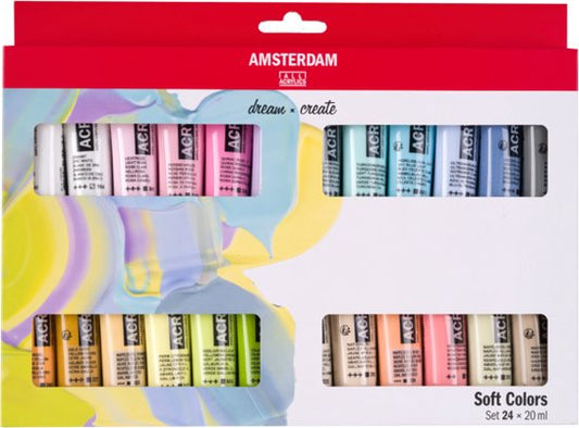 Standaard series acrylverf zachte kleuren set 24 x 20ml