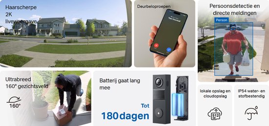 Tapo D205 draadloze video deurbel op batterij - 2K Video - Zonder Abonnement - AI detectie- IP54 - Slimme deurbel
