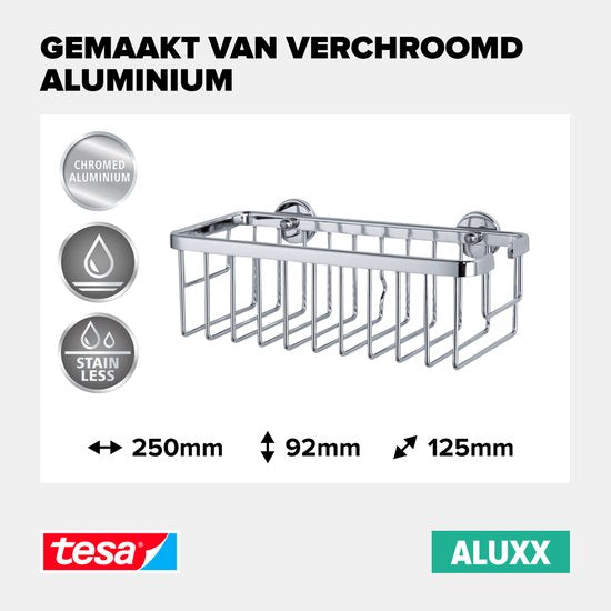 Tesa Aluxx douche- badrek, hoogglans verchroomd aluminium, zelfklevend