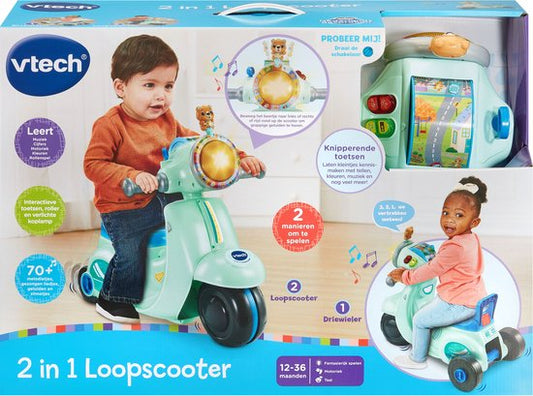 VTech 2 in 1 Loopscooter - Educatief Speelgoed - Ombouwen tot Driewieler - Speelgoed vanaf 1 Jaar - Blauw