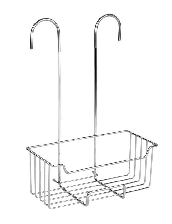 WENKO Doucherek Milo RVS glanzend 25x36cm - Doucherek zonder boren - Doucherek hangend - Douchemand - Douchecaddy ophangbaar