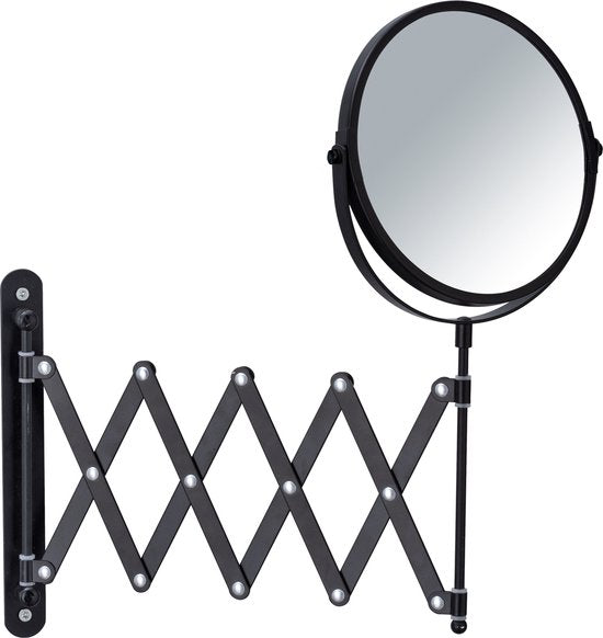 WENKO Scheerspiegel wand Exclusief ø17cm dubbelzijdig telescopisch zwart 3x vergrotend - Badkamerspiegel