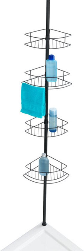 WENKO Telescopisch Doucherek Dolcedo 4-laags RVS zwart