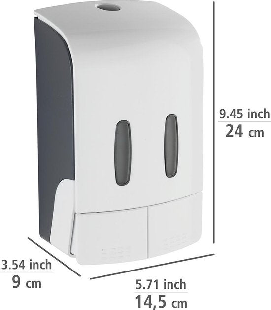 WENKO Desinfectie & Zeepdispenser Tartas - 2x480ml kunststof wit - Wandmontage - Zeeppomp