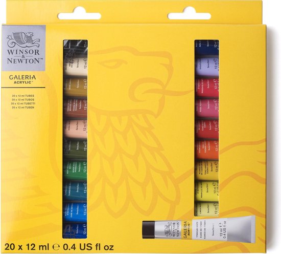 Winsor & Newton 2190606 Galeria Acrylverf Set – 20 × 12 ml – Acrylverf Starter Set voor Beginners & Kunstenaars