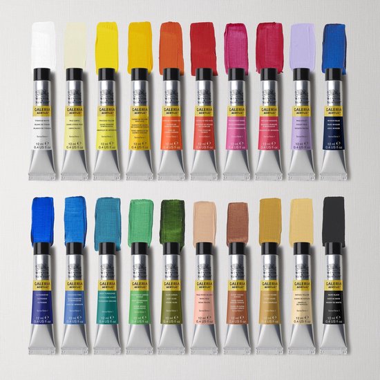 Winsor & Newton 2190606 Galeria Acrylverf Set – 20 × 12 ml – Acrylverf Starter Set voor Beginners & Kunstenaars