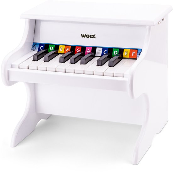Woet® Houten Speelgoed Piano - Speelgoedinstrument - Wit - Inclusief Muziekboekje en Toonlader - Vanaf 3 jaar - Speelpiano voor Kinderen
