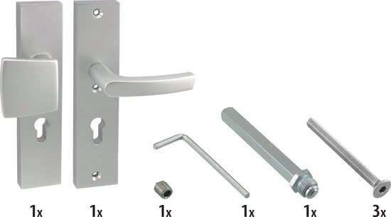 Starx Veiligheidsbeslag – Deurbeslag – Duwer /Kruk – Langschild – Aluminium – PC72 mm
