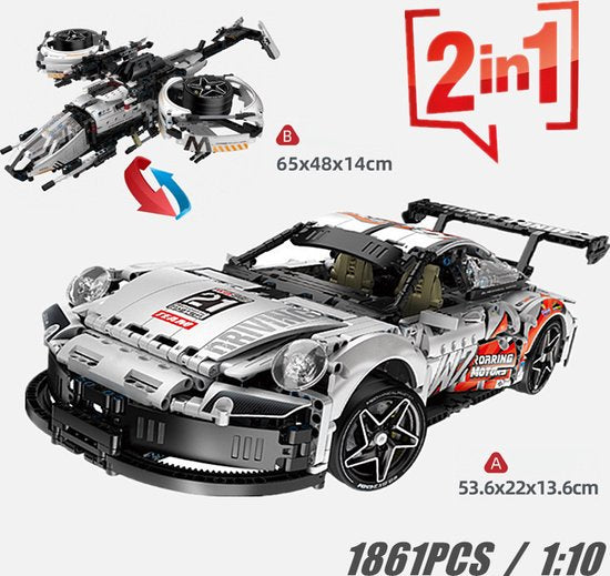 iM. Meester 9821 Moc Technische 2 In 1 Super Raceauto 1861 Stuks
