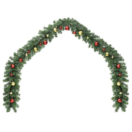 kerstmis guirlande groen, Goud, Rood PVC 1.80 cm
